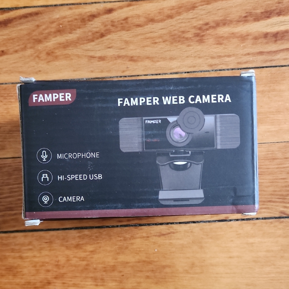 Famper Black Web Camera with Microphone